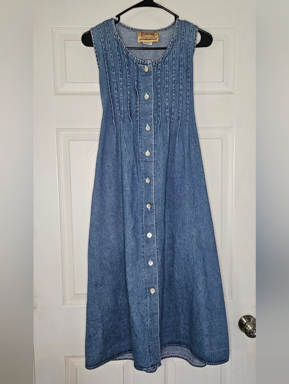 Vintage Studio Ease Button-Front Denim Dress - Light Blue 8P